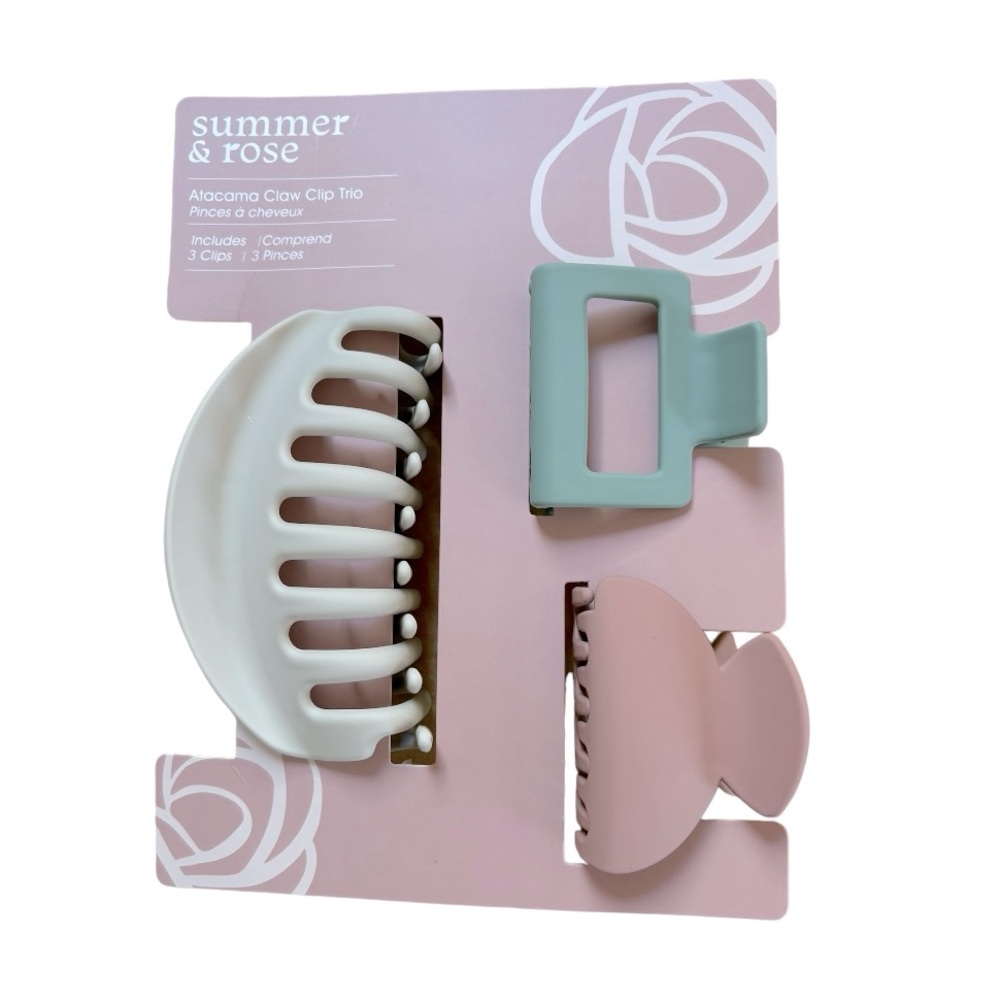 Summer & Rose Atacama Claw Clip Trio set Lux hair clips 3 pieces neutral NWT